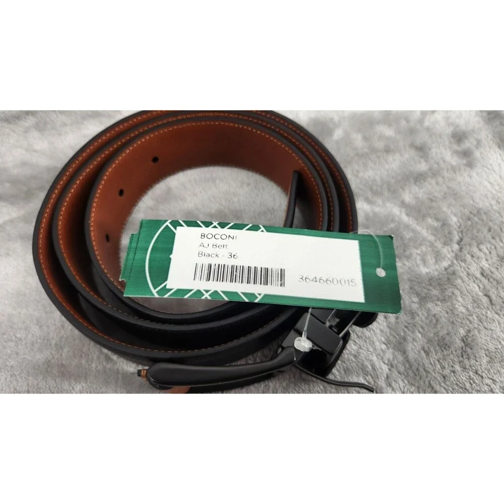 Boconi Nashville Men's Reversible Black/Brown Faux Leather‎ Dress Belt Size 36